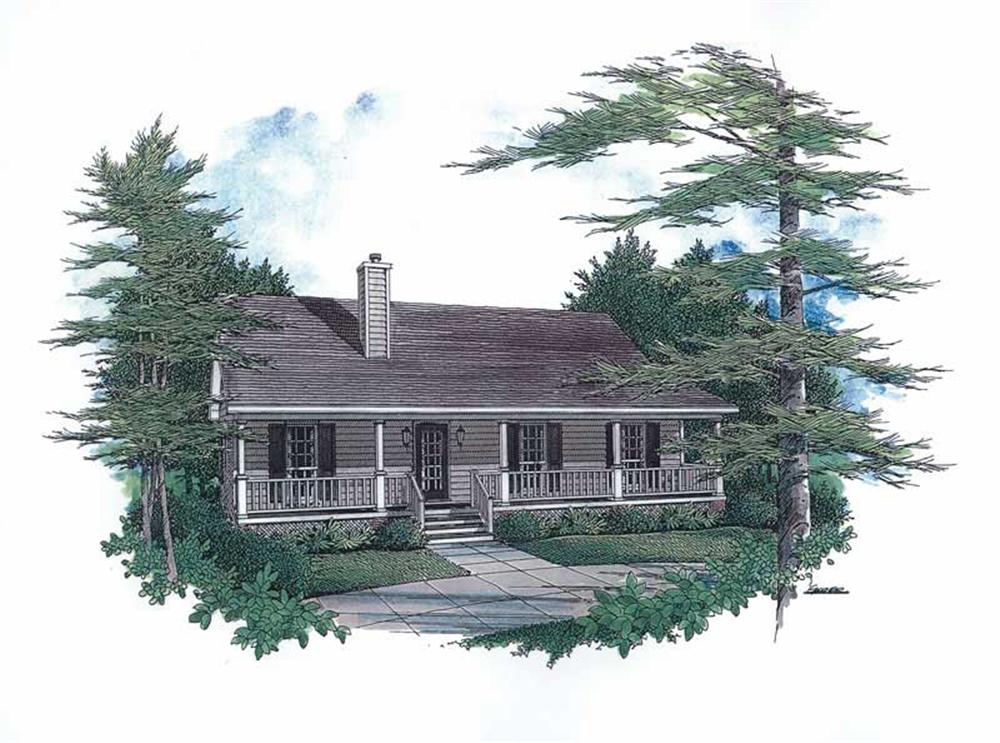 Front elevation of Country Ranch (ThePlanCollection: House Plan #174-1043)