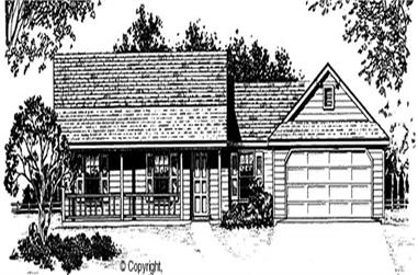 3-Bedroom, 1233 Sq Ft Country Home Plan - 174-1047 - Main Exterior