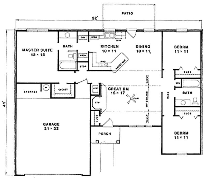 Floor Plan First Story of Mediterranean Plan #174-1048