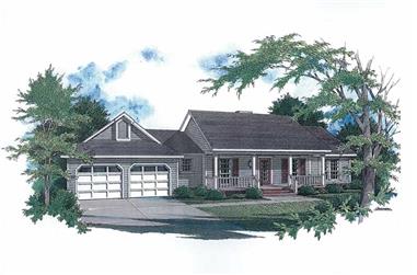 3-Bedroom, 1458 Sq Ft Country House Plan - 174-1051 - Front Exterior