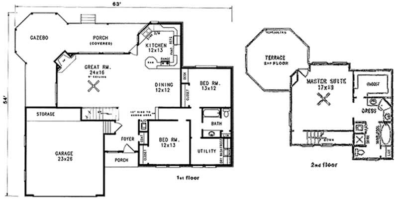 Floor Plan First Story of Contemporary Plan #174-1057