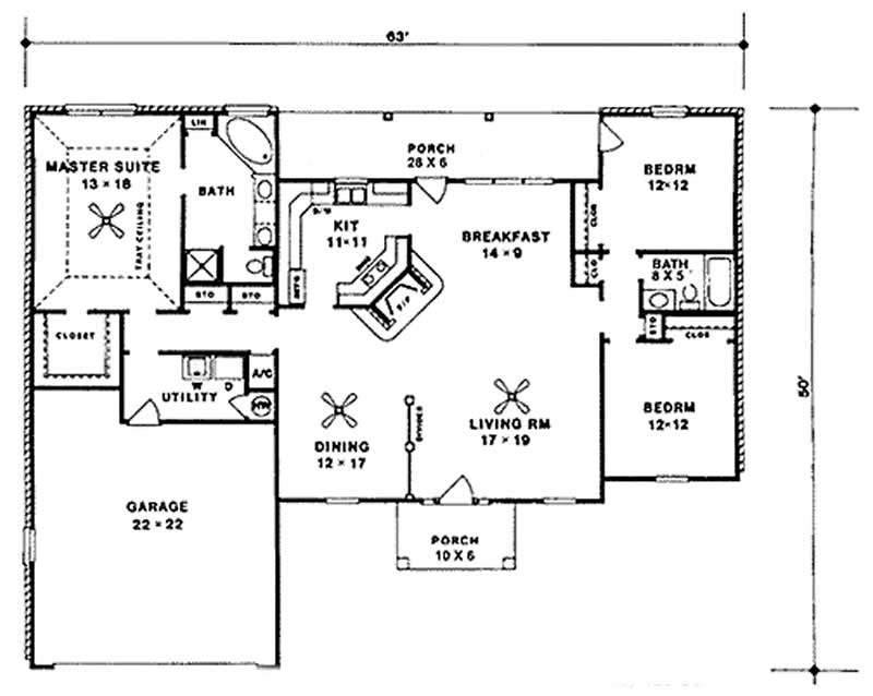 Floor Plan First Story of European Plan #174-1068