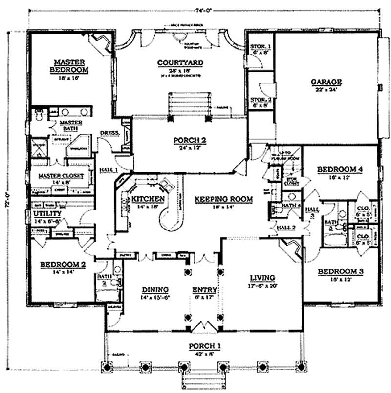 Floor Plan First Story of Cape Cod Plan #174-1074