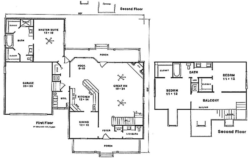 Floor Plan First Story of Cape Cod Plan #174-1077