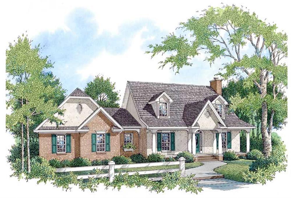 Front elevation of Cape Cod home (ThePlanCollection: House Plan #174-1080)