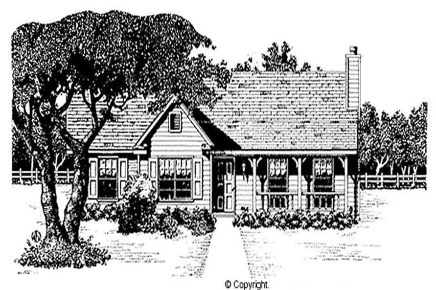 3-Bedroom, 1253 Sq Ft Country Home Plan - 174-1086 - Main Exterior