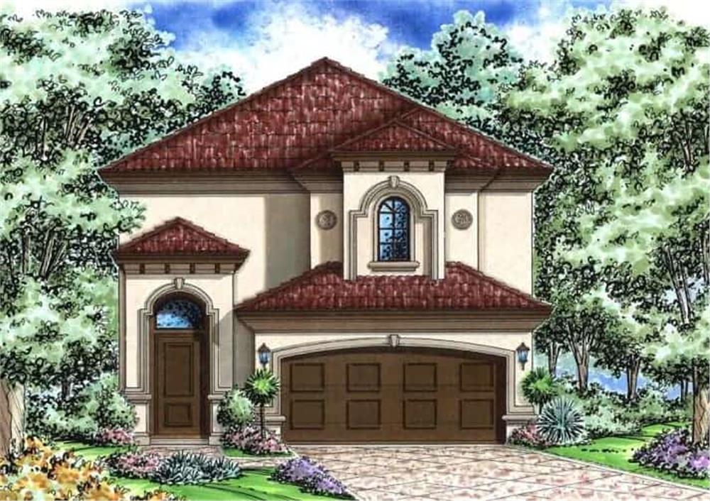 Front elevation of Florida Style home (ThePlanCollection: House Plan #175-1001)
