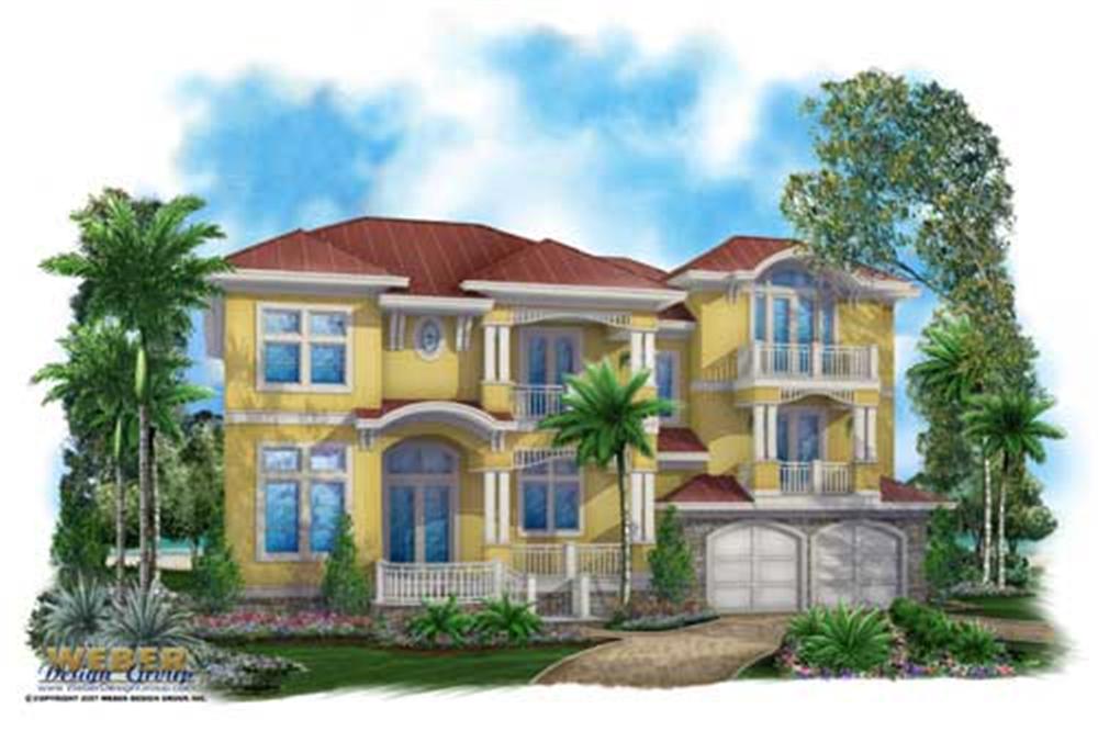 Mediterranean Home Plans color front elevation.