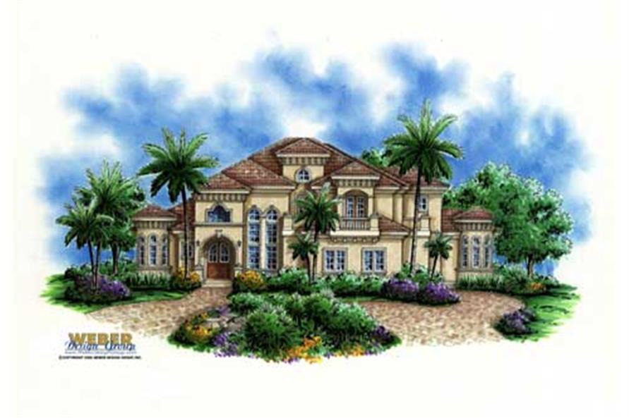 This image shows the Mediterranean/ Florida Style for this set of house plans.