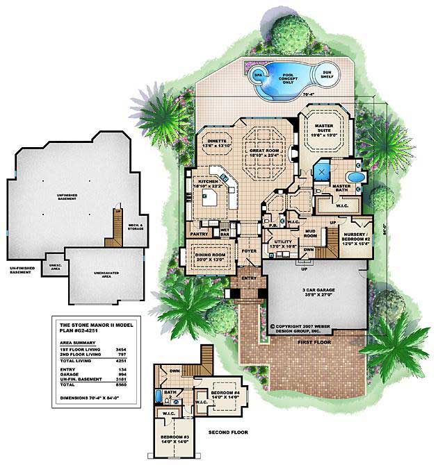 Floor Plan First Story of Country Plan #175-1006