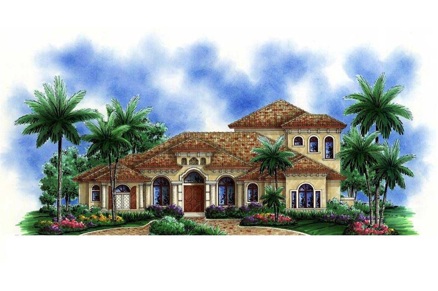 5-Bedroom, 4480 Sq Ft Florida Style House Plan - 175-1020 - Front Exterior