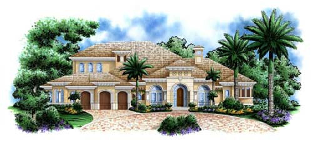 Front elevation of Florida Style home (ThePlanCollection: House Plan #175-1027)