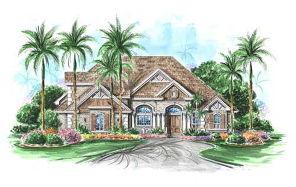 This image shows the Mediterranean/ Florida Style for this set of home plans.