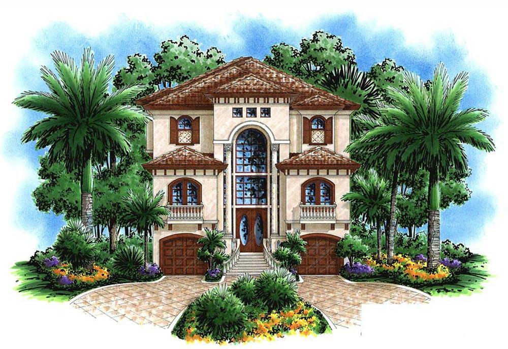 This image is a colored rendering of these Mediterranean Homeplans.