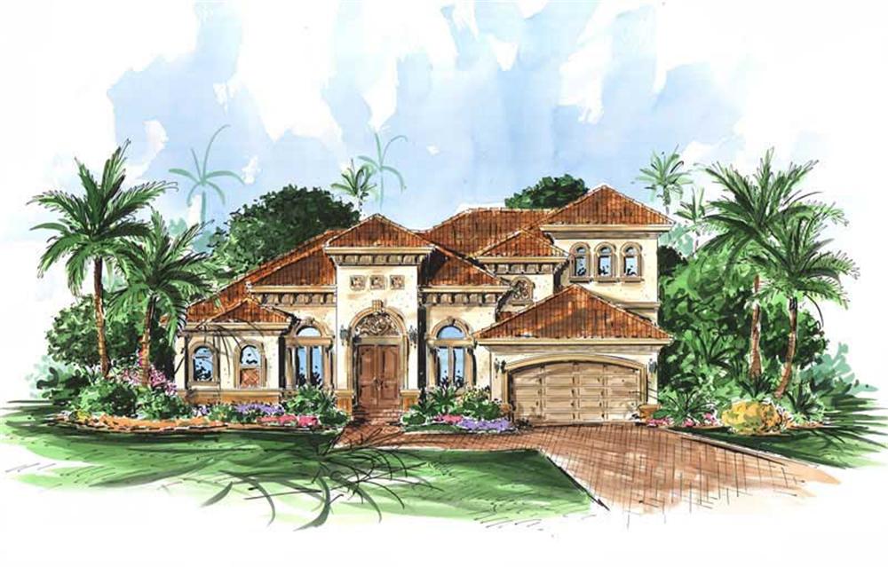 Front elevation of Coastal home (ThePlanCollection: House Plan #175-1045)