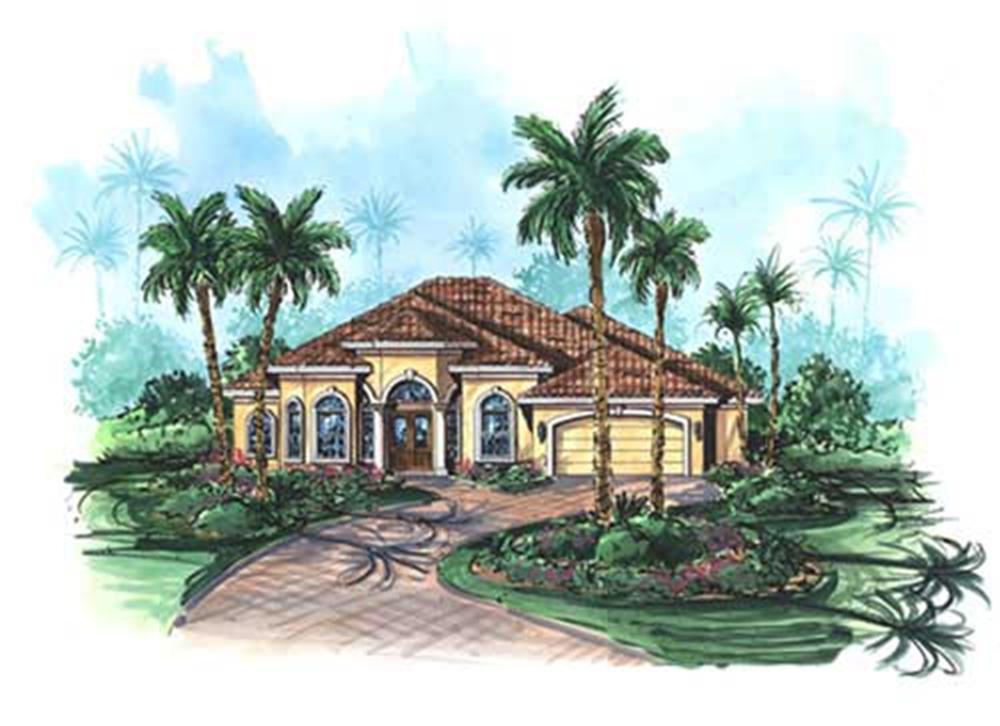 This image shows this set of Mediterranean house plans.