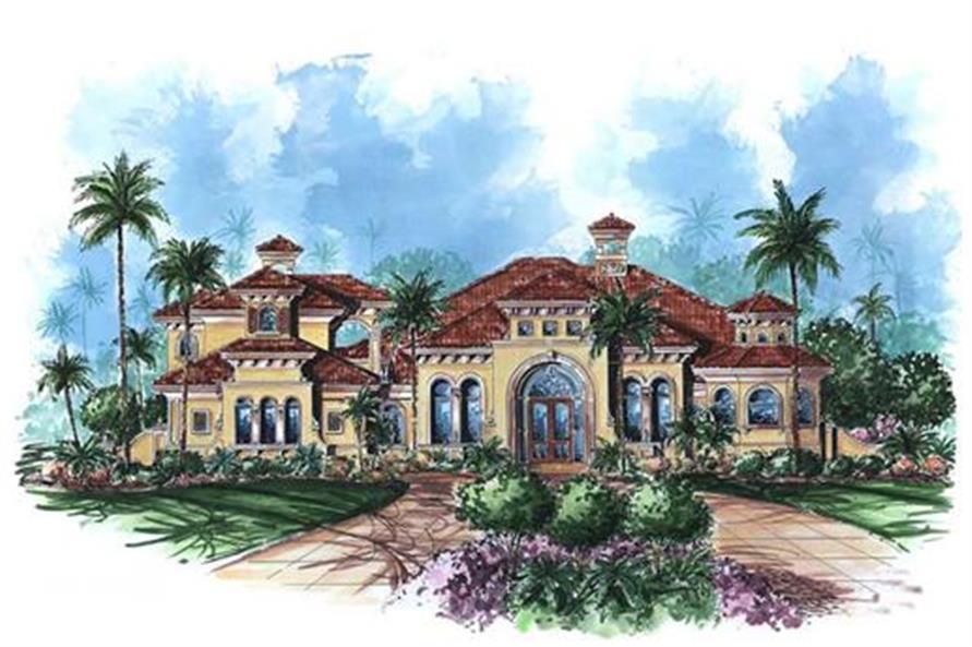 Front View of this 4-Bedroom, 5841 Sq Ft Plan - 175-1064