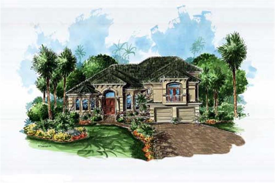 This image shows the Mediterranean style of these house plans.