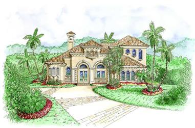 3-Bedroom, 3810 Sq Ft Florida Style House Plan - 175-1075 - Front Exterior