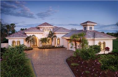 4-Bedroom, 3800 Sq Ft Mediterranean House Plan - 175-1086 - Front Exterior