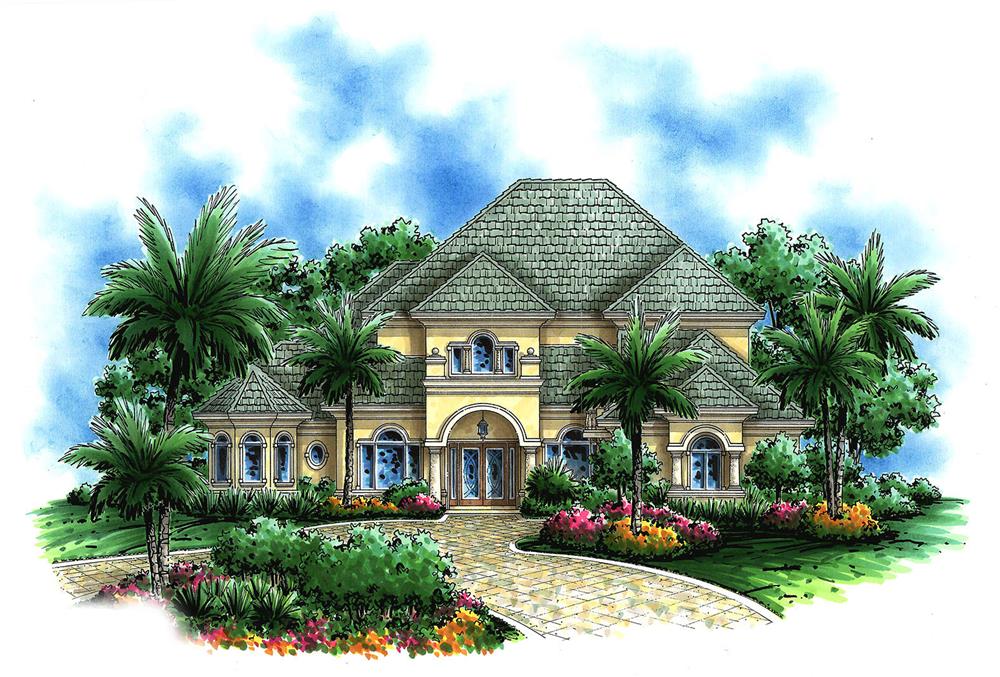 Front elevation of European home (ThePlanCollection: House Plan #175-1091)