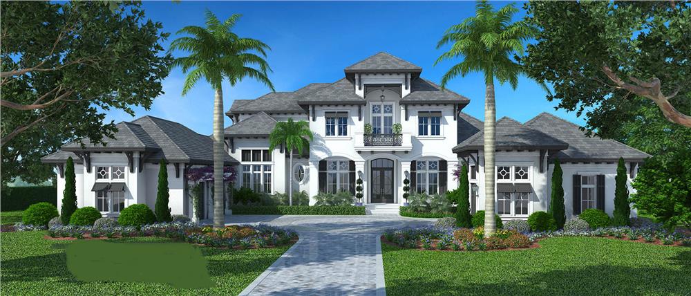 Front elevation of Luxury home (ThePlanCollection: House Plan #175-1094)