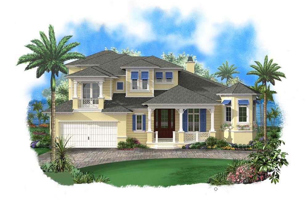 Front elevation of Luxury home (ThePlanCollection: House Plan #175-1095)