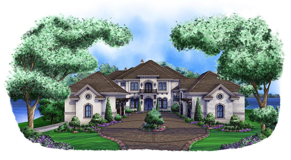 Front elevation of Luxury home (ThePlanCollection: House Plan #175-1100)