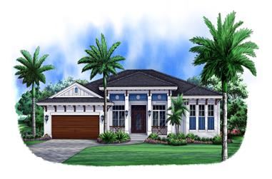 3-Bedroom, 2526 Sq Ft Florida Style House Plan - 175-1104 - Front Exterior