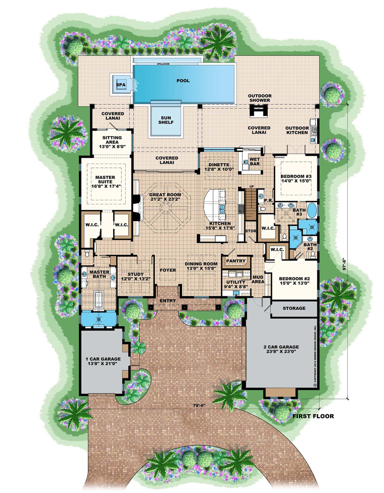 Floor Plan First Story of Coastal Plan #175-1110