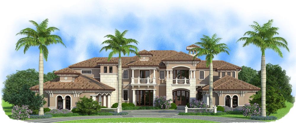 Front elevation of Mediterranean home (ThePlanCollection: House Plan #175-1119)