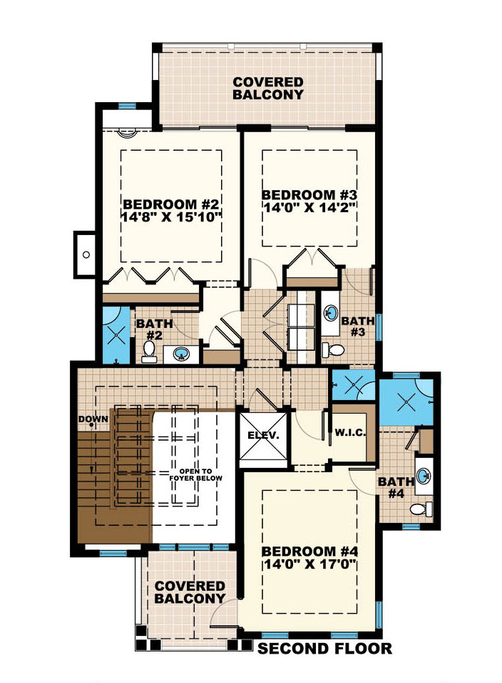 Floor Plan Second Story of French Plan #175-1124