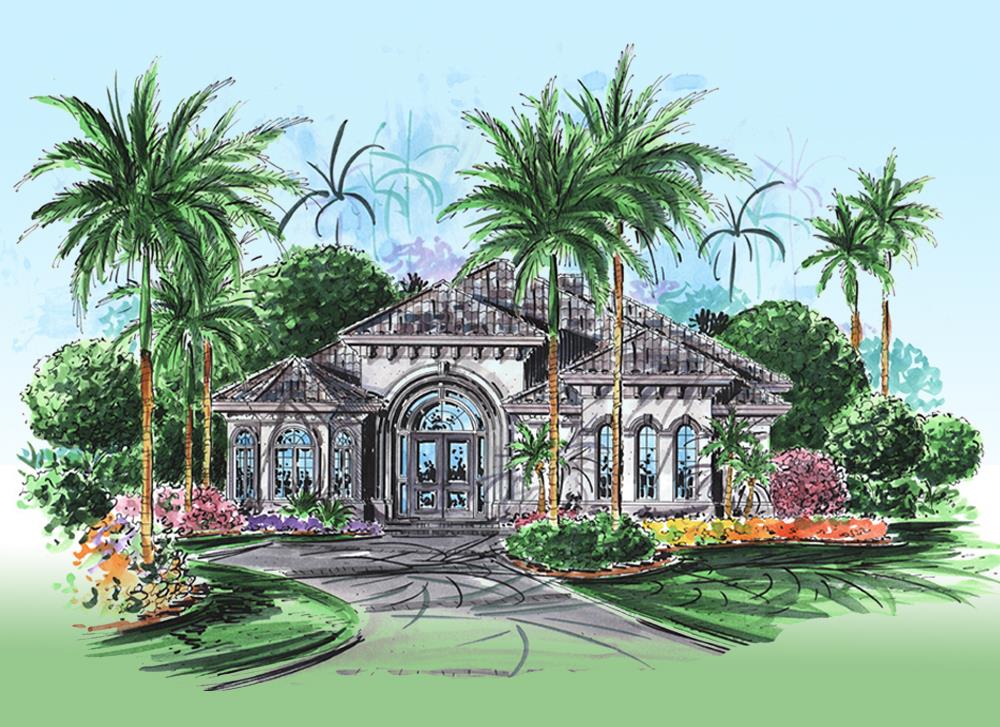 Front elevation of Mediterranean home plan (ThePlanCollection: House Plan #175-1138)
