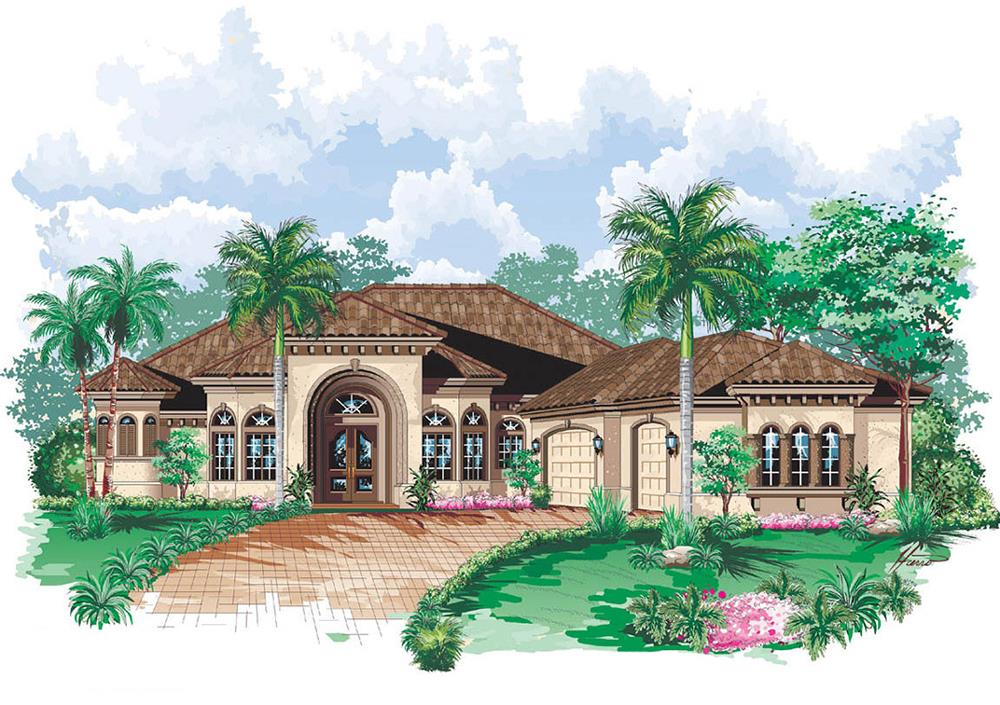 Front elevation of Mediterranean home (ThePlanCollection: House Plan #175-1145)