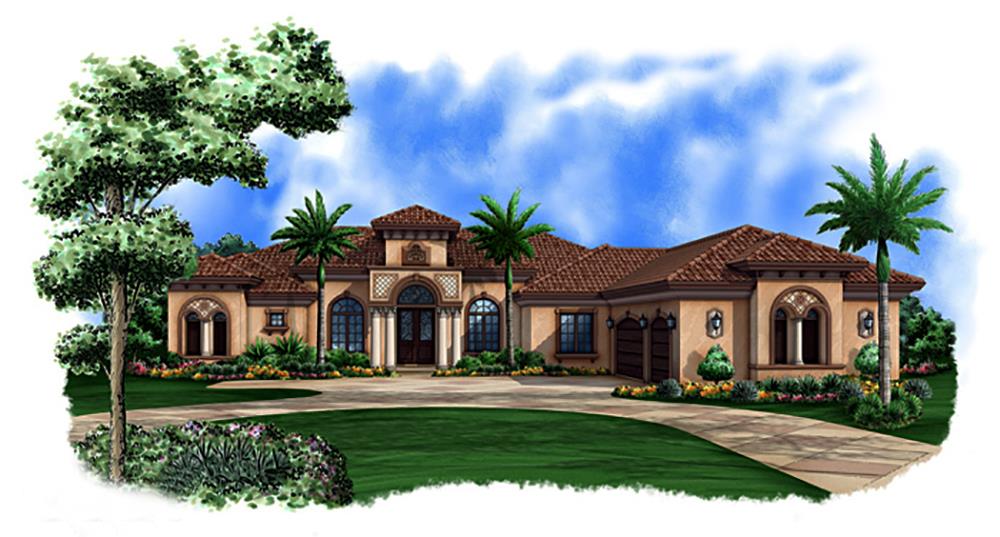 Front elevation of Mediterranean home (ThePlanCollection: House Plan #175-1148)