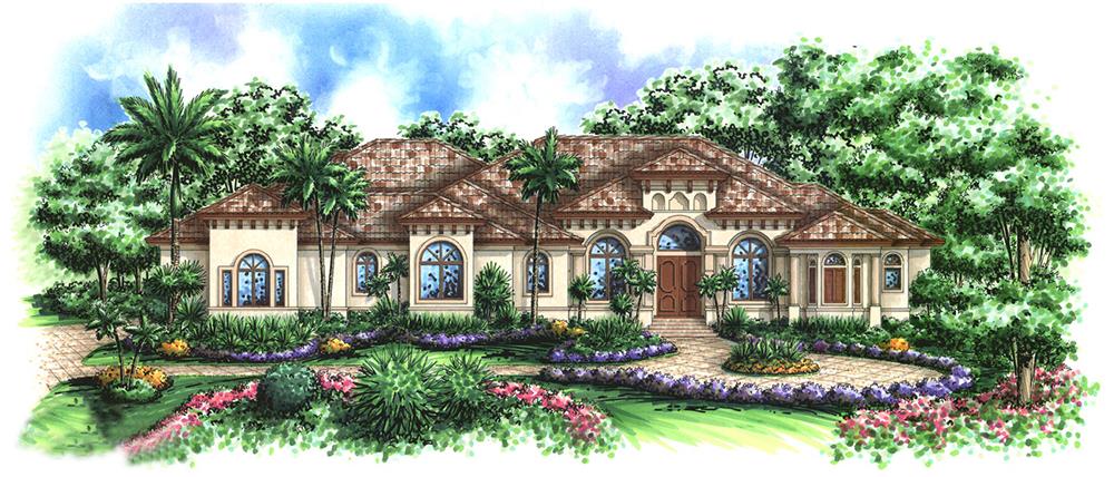 Front elevation of Mediterranean home (ThePlanCollection: House Plan #175-1149)