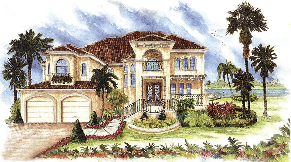 Front elevation of Mediterranean home (ThePlanCollection: House Plan #175-1155)
