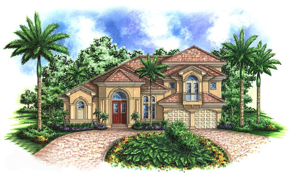 Front elevation of Mediterranean home (ThePlanCollection: House Plan #175-1156)