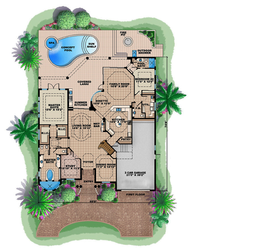 Floor Plan First Story of Tuscan Plan #175-1161