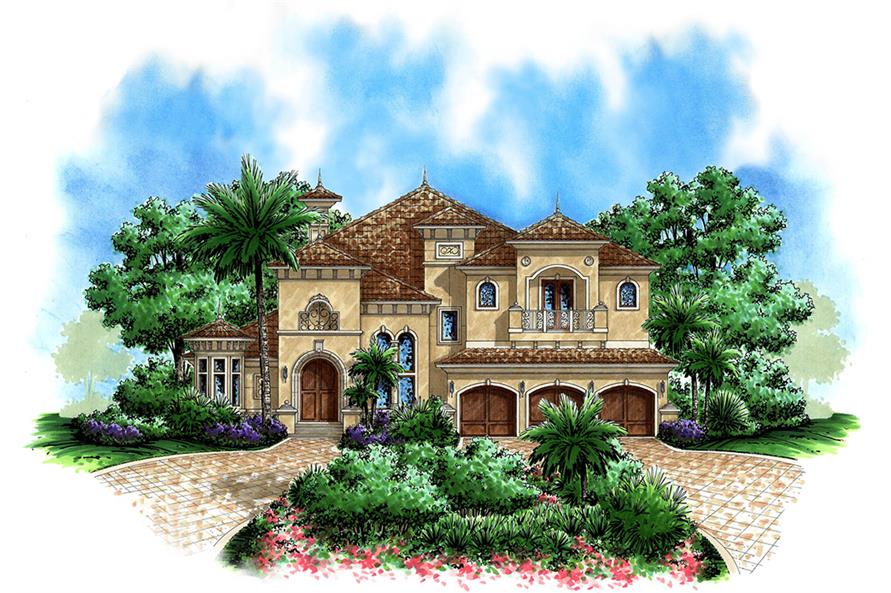 Front elevation of Mediterranean home (ThePlanCollection: House Plan #175-1162)
