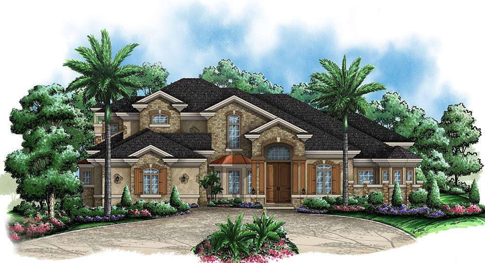 Front elevation of Contemporary home (ThePlanCollection: House Plan #175-1169)