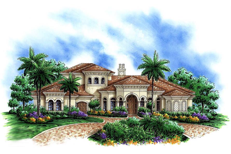Front elevation of Mediterranean home (ThePlanCollection: House Plan #175-1171)