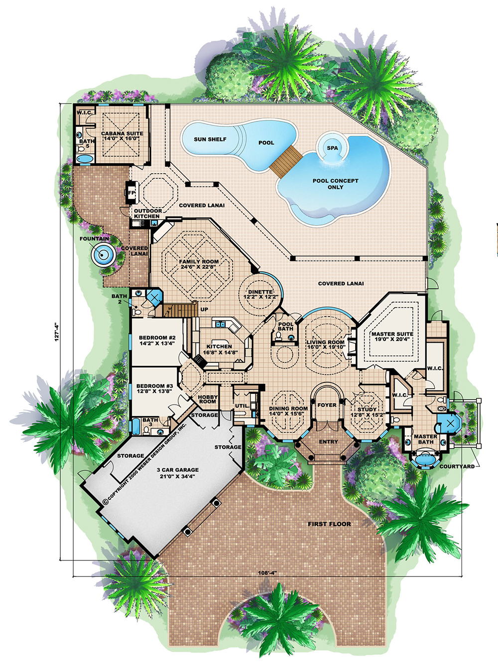 Floor Plan First Story of Mediterranean Plan #175-1176