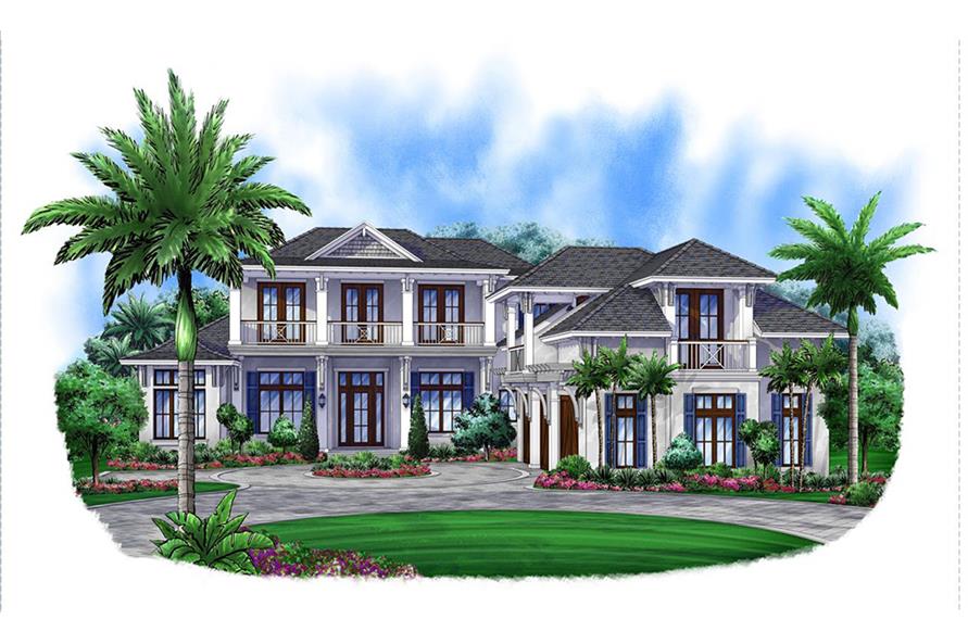 3-Bedroom, 5973 Sq Ft Florida Style Home Plan - 175-1180 - Main Exterior
