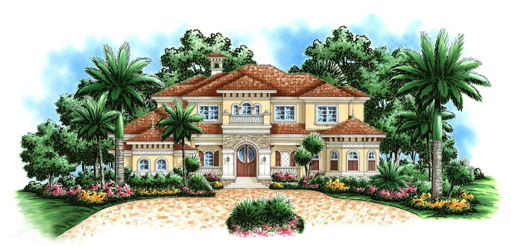 Front elevation of Mediterranean home (ThePlanCollection: House Plan #175-1181)