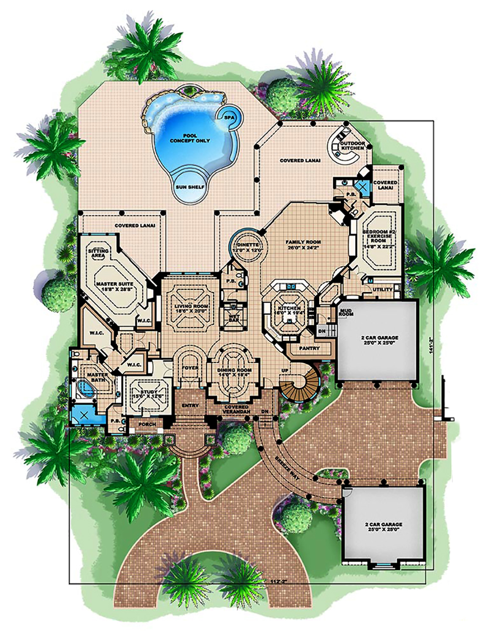 Floor Plan First Story of Tuscan Plan #175-1184