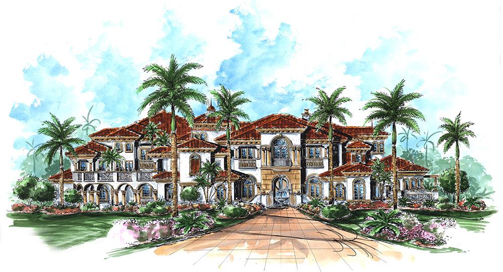 Front elevation of Mediterranean home (ThePlanCollection: House Plan #175-1187)