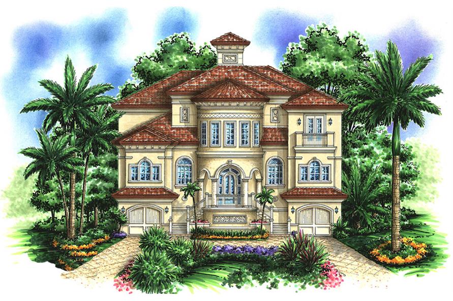Front elevation of Mediterranean home (ThePlanCollection: House Plan #175-1192)