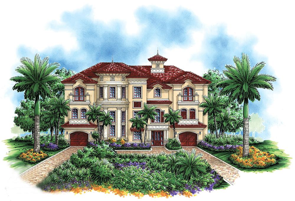 Front elevation of Mediterranean home (ThePlanCollection: House Plan #175-1194)