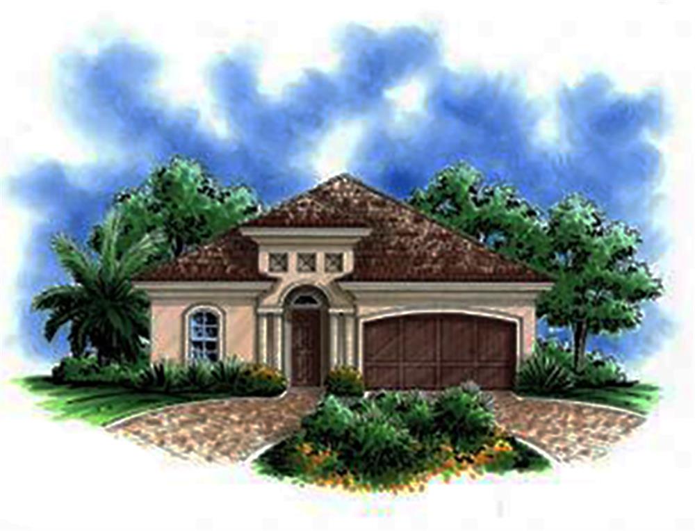 Front elevation of Mediterranean home (ThePlanCollection: House Plan #175-1196)